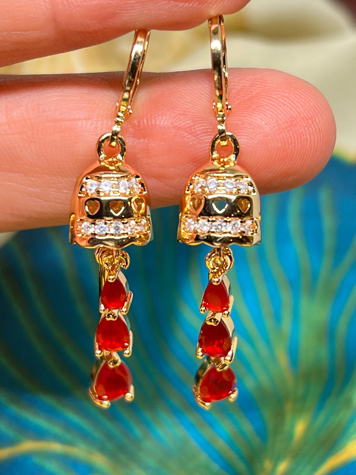 Breath taking ruby red earrings