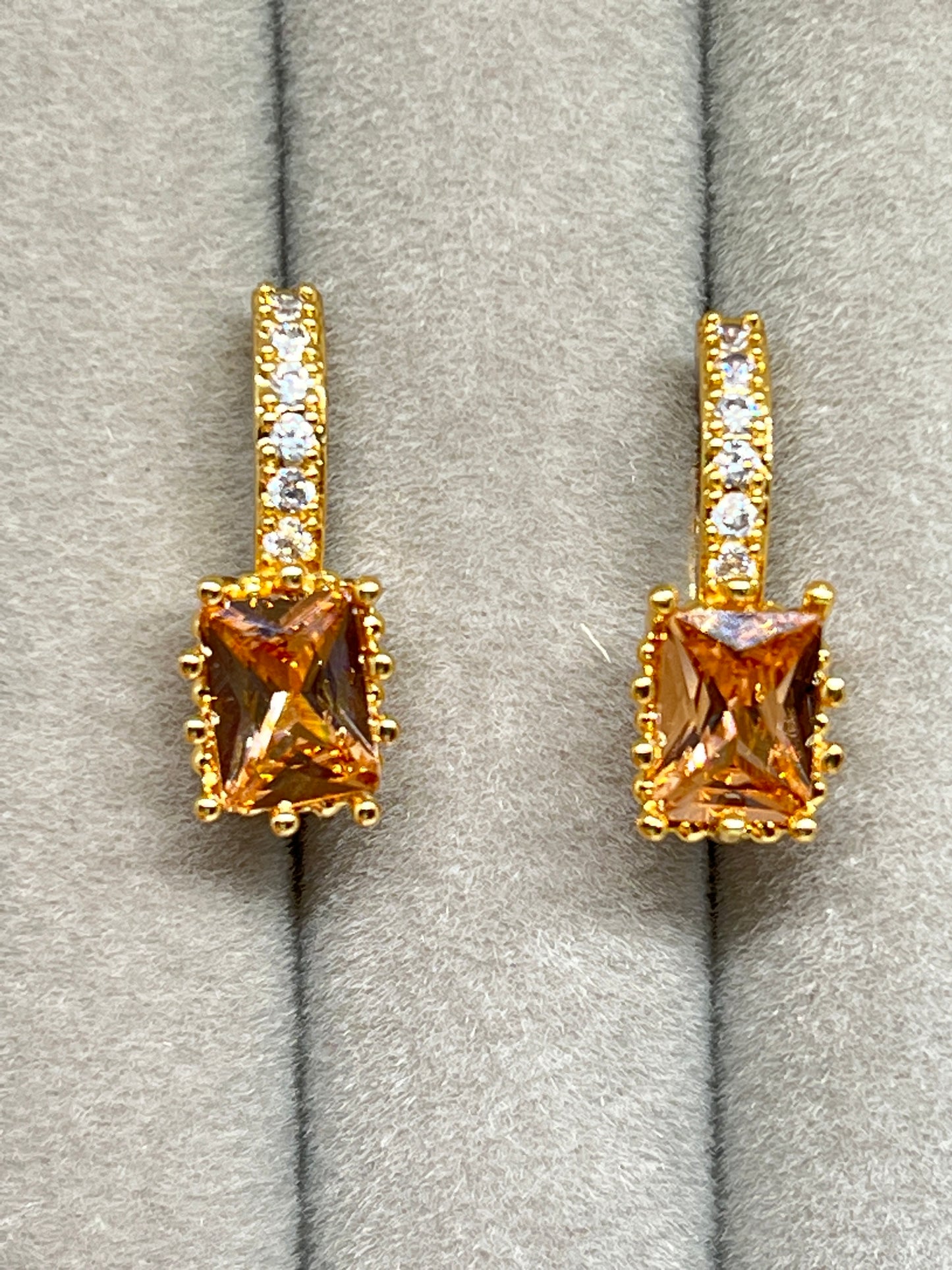 Citrine emerald cut earrings