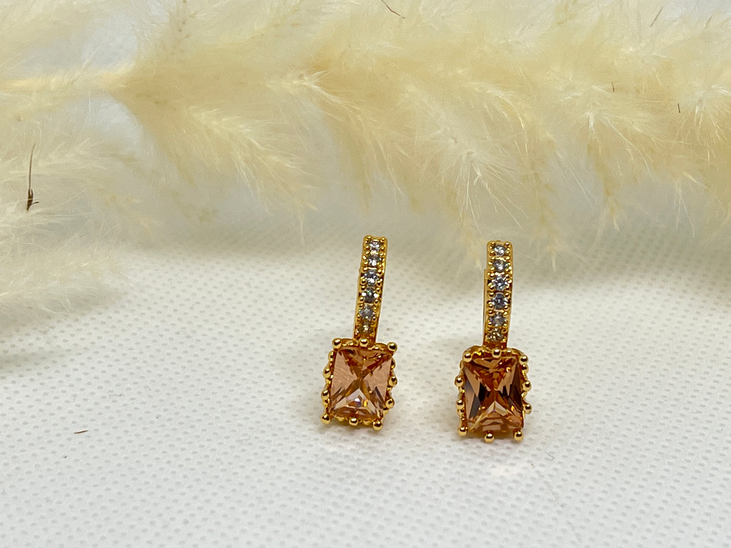 Citrine emerald cut earrings