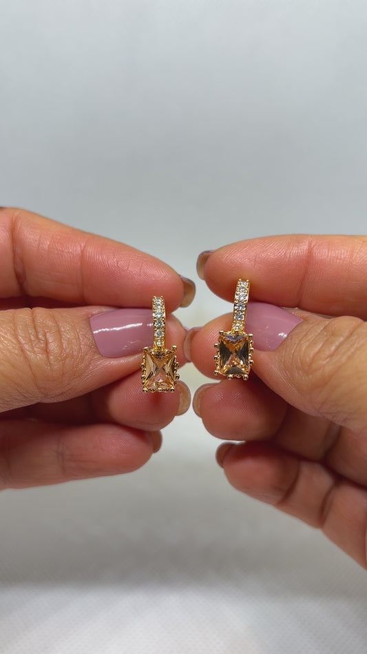 Citrine emerald cut earrings